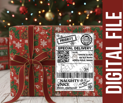 North Pole Express Shipping Label - Digital Download