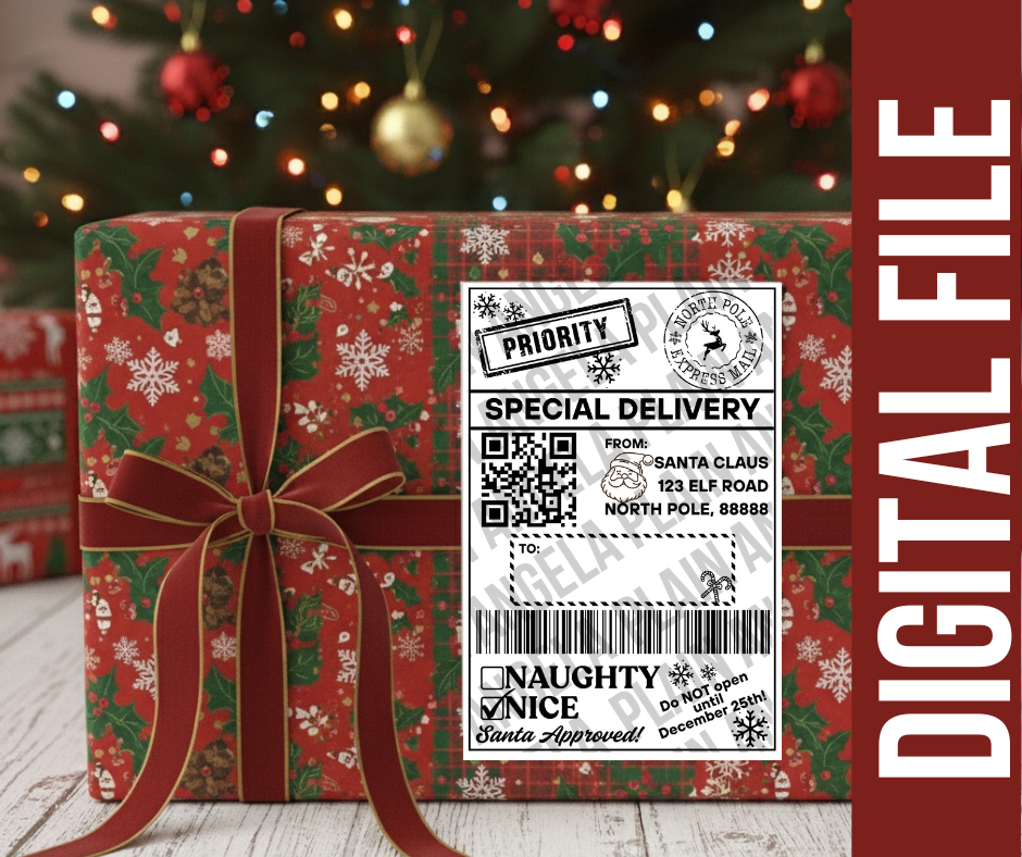 North Pole Express Shipping Label - Digital Download