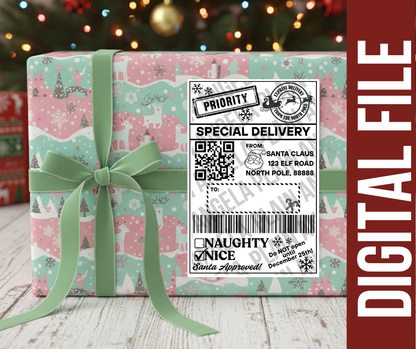 North Pole Express Shipping Label - Digital Download