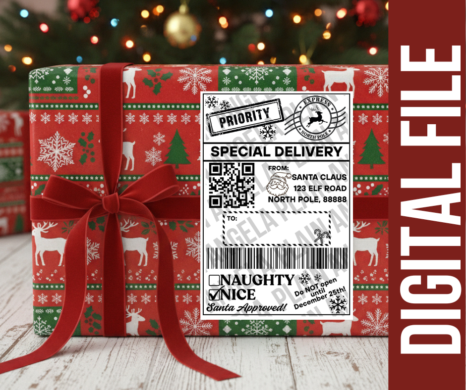North Pole Express Shipping Label - Digital Download