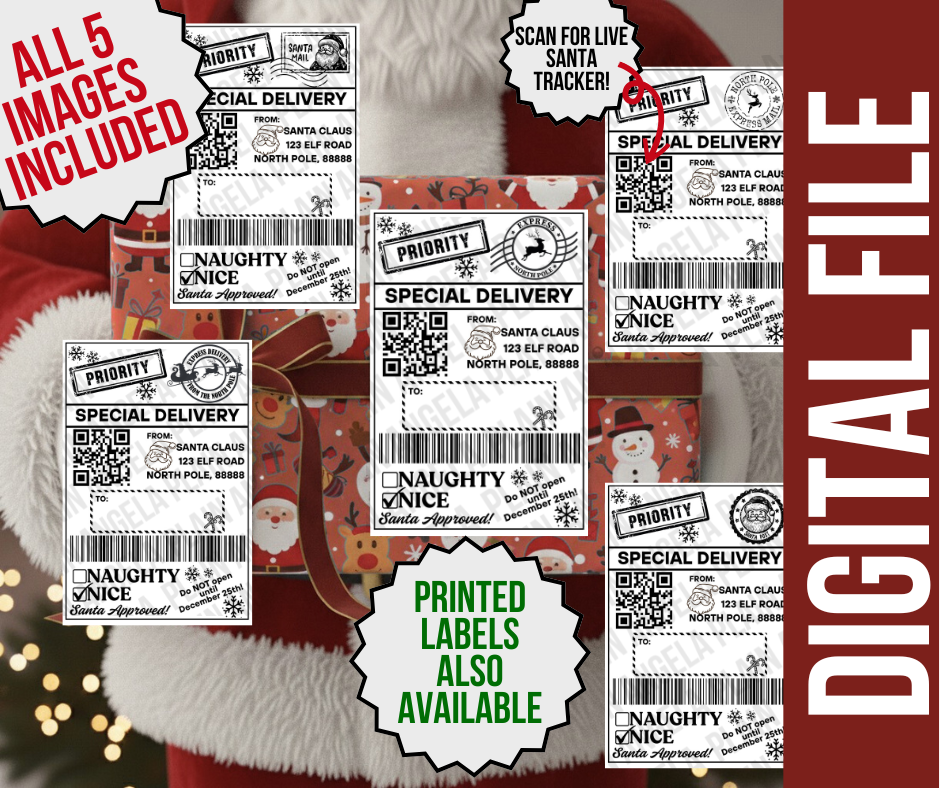 North Pole Express Shipping Label - Digital Download