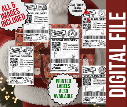North Pole Express Shipping Label - Digital Download